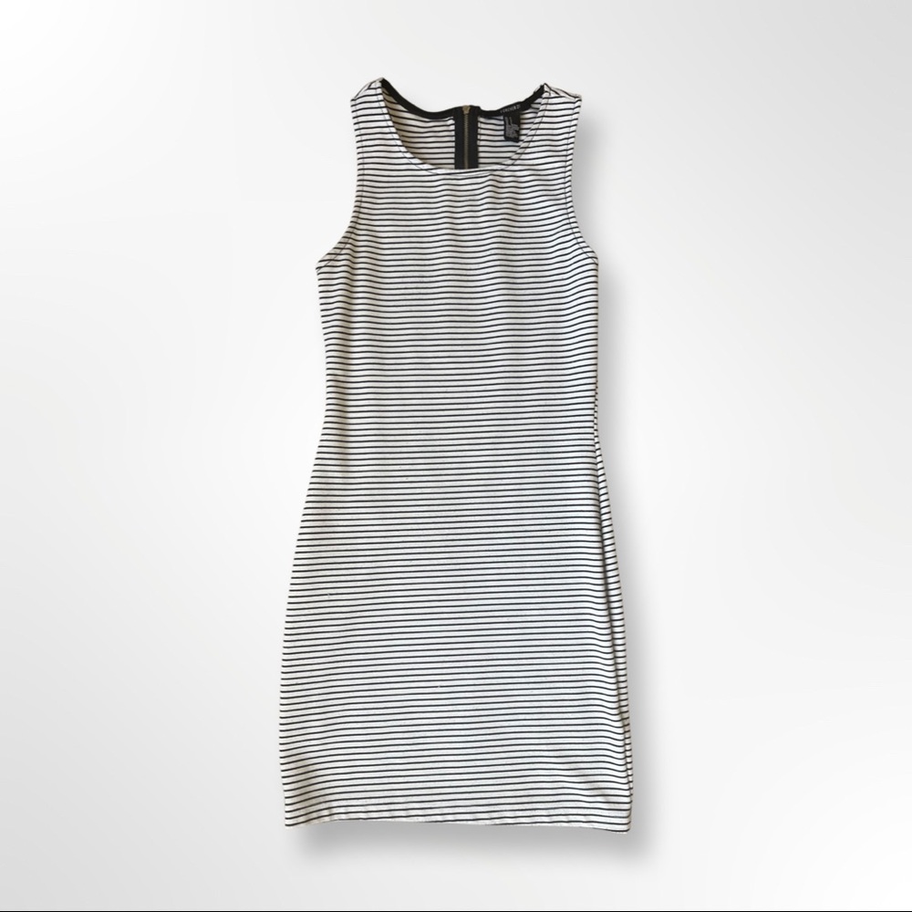 Black and White Striped Forever21 Body Con Dress